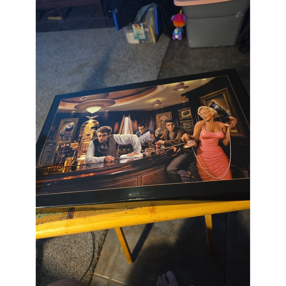 12"x18" Wood Mounted Hollywood Pop Bar Print Elvis Marilyn James Dean Bogart
